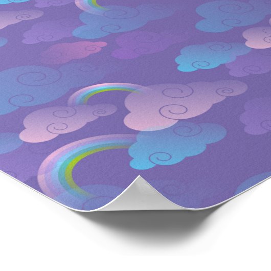 Princess Cloudy Sky Lila Blue Clouds Unicorn Poster (Ecke)