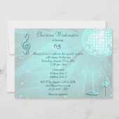 Princess Coach & Horses & Disco Ball 65. Geburtsta Einladung (Rückseite)