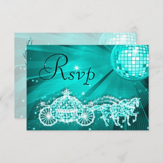 Princess Coach & Horses & Diskothek Ball UAWG RSVP Karte (Vorne/Hinten)