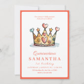 Princess Crown 1. Geburtstag Einladung (Vorderseite)