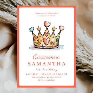 Princess Crown 1. Geburtstag Einladung