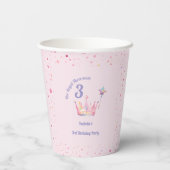 Princess Crown 3. Geburtstag Royal Threeness Pappbecher (Rückseite)
