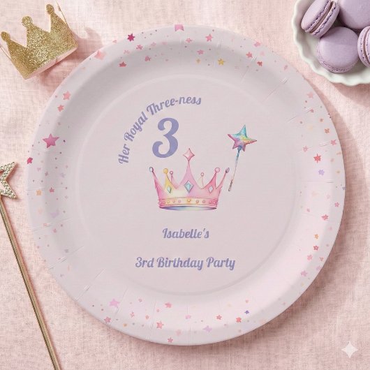 Princess Crown 3. Geburtstag Royal Threeness Pappteller