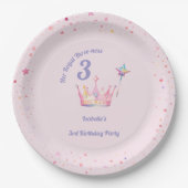Princess Crown 3. Geburtstag Royal Threeness Pappteller (Vorderseite)