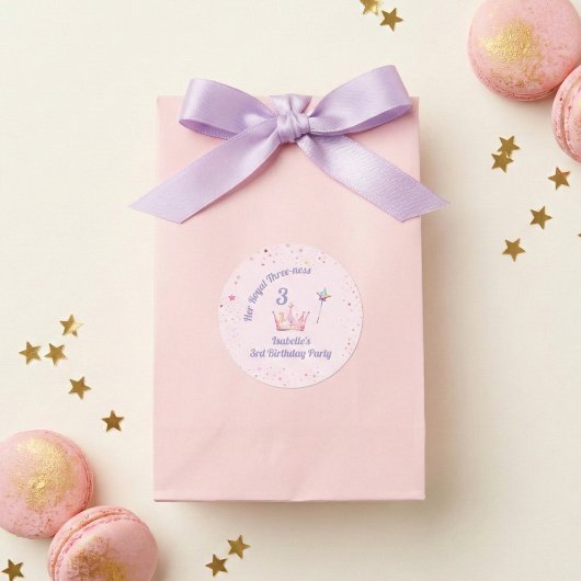 Princess Crown 3rd Birthday Royal Threeness Runder Aufkleber