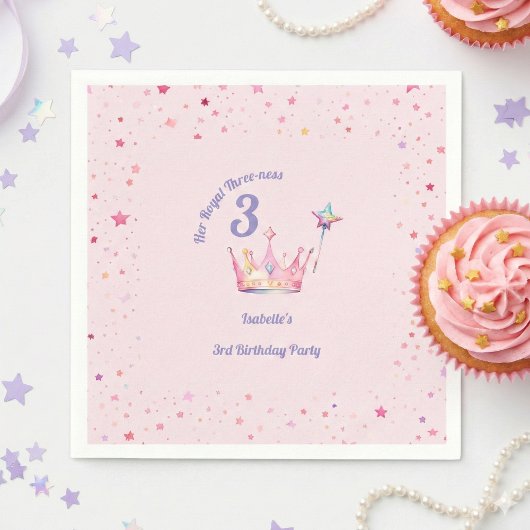 Princess Crown 3rd Birthday Royal Threeness Serviette