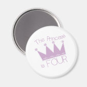 Princess Crown 4. Geburtstag Magnet (Vorderseite/Rückseite)