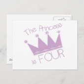 Princess Crown 4th Birthday Tshirts Postkarte (Vorne/Hinten)