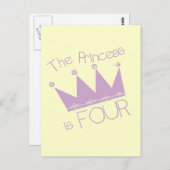 Princess Crown 4th Birthday Tshirts Postkarte (Vorne/Hinten)