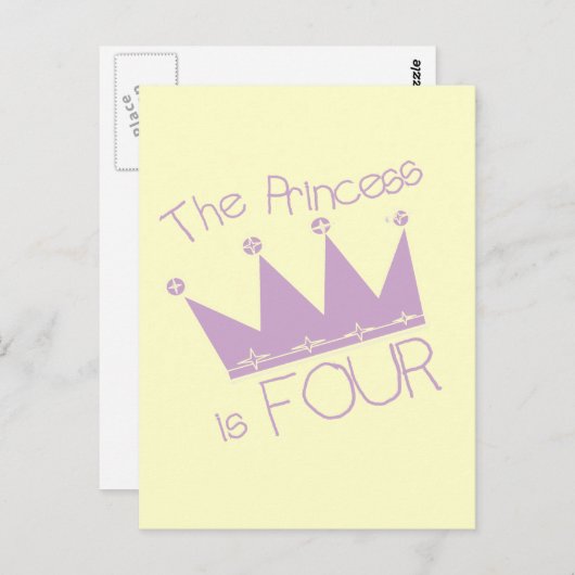 Princess Crown 4th Birthday Tshirts Postkarte (Vorne/Hinten)