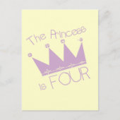 Princess Crown 4th Birthday Tshirts Postkarte (Vorderseite)