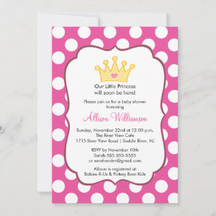 Princess Crown Baby Dusche Einladung Pink Dots