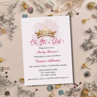 Princess Crown (baby girl) Baby Shower Invitation Einladung