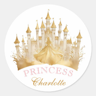 Princess Crown Birthday Party Gefallen-Sticker Runder Aufkleber