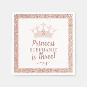 Princess Crown Blush Pink Glitzer Geburtstag Serviette