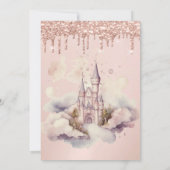 Princess Crown Castle Rose Goldene Tropfen Quincea Einladung (Rückseite)