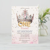 Princess Crown Fairytale 1st Birthday  Einladung (Stehend Vorderseite)