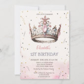 Princess Crown Fairytale Birthday Einladung (Vorderseite)