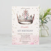 Princess Crown Fairytale Birthday Einladung (Stehend Vorderseite)
