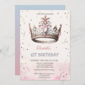 Princess Crown Fairytale Birthday Einladung (Vorne/Hinten)