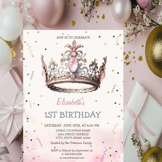Princess Crown Fairytale Birthday Einladung