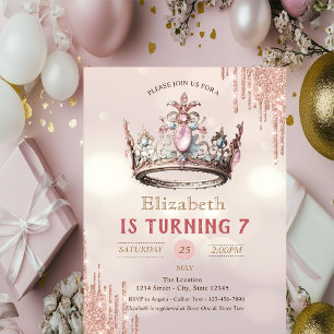 Princess Crown Glitzer Tropfens Bokeh Birthday Einladung
