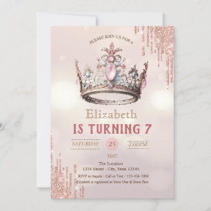 Princess Crown Glitzer Tropfens Bokeh Birthday Einladung