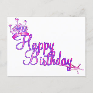 Princess Crown Happy Birthday Holiday Postcard Feiertagspostkarte