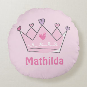 Princess Crown, Niedliches Babygeschenk, Personali Rundes Kissen