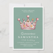 Princess Crown Pink 10. Girl Birthday Einladung (Vorderseite)