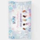 Princess Crown Pink Blue Winter Girl Geburtstag Banner (Vertikal)