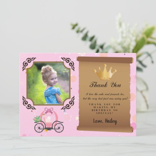 Princess Crown Pink Foto Danke Karte (Stehend Vorderseite)