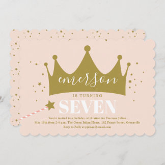Princess Crown Pink Girls Geburtstagsparty Einladung