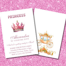 Princess Crown Pink Glitzer Fairytale Geburtstag Einladung