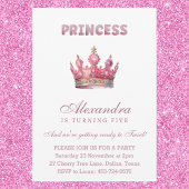 Princess Crown Pink Glitzer Fairytale Geburtstag Einladung