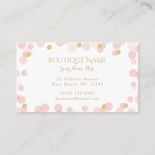 Princess Crown Pink Gold Boutique Business Card Begleitkarte (Rückseite)
