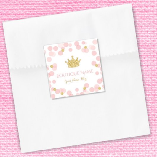 Princess Crown Pink Gold Boutique Business Card Begleitkarte