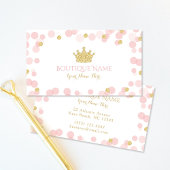 Princess Crown Pink Gold Boutique Business Card Begleitkarte