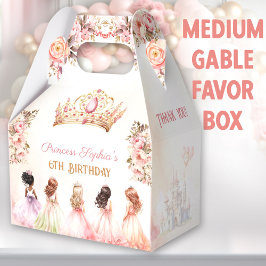 Princess Crown Pink Gold Floral Birthday Medium Geschenkschachtel