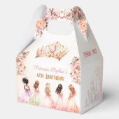 Princess Crown Pink Gold Floral Birthday Medium Geschenkschachtel (Rückseite)