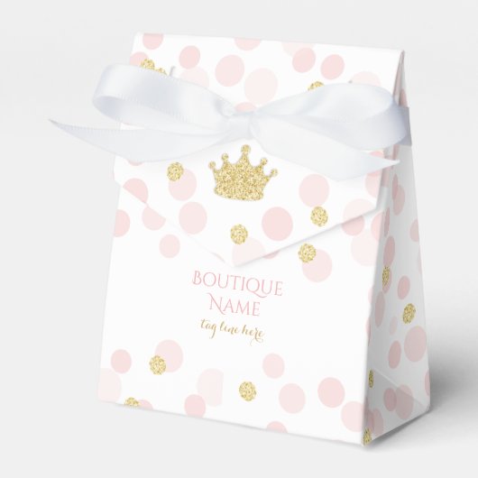 Princess Crown Pink Gold Glitzer Confetti Dots Geschenkschachtel (Vorderseite)
