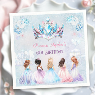 Princess Crown Pink Lila Winter Girl Geburtstag Serviette