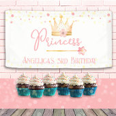 Princess Crown Pink Little Girl Birthday Banner