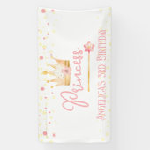 Princess Crown Pink Little Girl Birthday Banner (Vertikal)