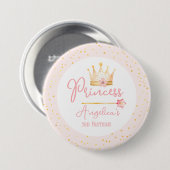 Princess Crown Pink Little Girl Birthday Button (Vorne & Hinten)