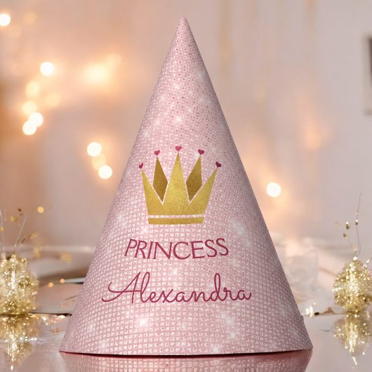 Princess Crown Rose Gold Blush Pink Sparkone Partyhütchen