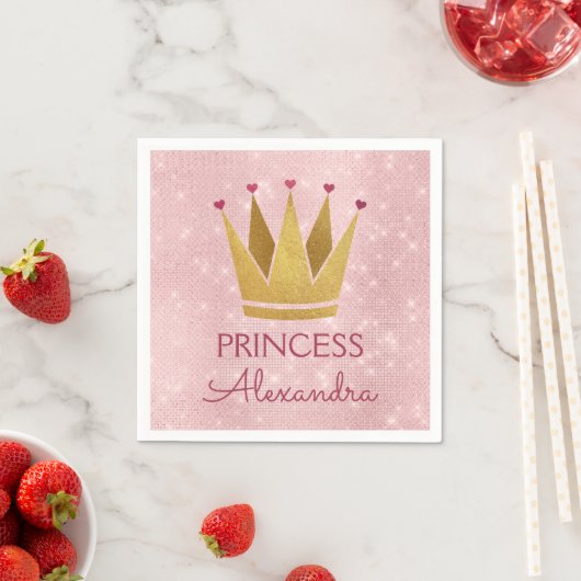 Princess Crown Rose Gold Blush Pink Sparkone Serviette (Beispiel)