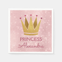Princess Crown Rose Gold Blush Pink Sparkone Serviette