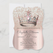 Princess Crown Rose Gold Bokeh 18. Geburtstag Einladung (Vorderseite)