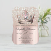 Princess Crown Rose Gold Bokeh 18. Geburtstag Einladung (Stehend Vorderseite)